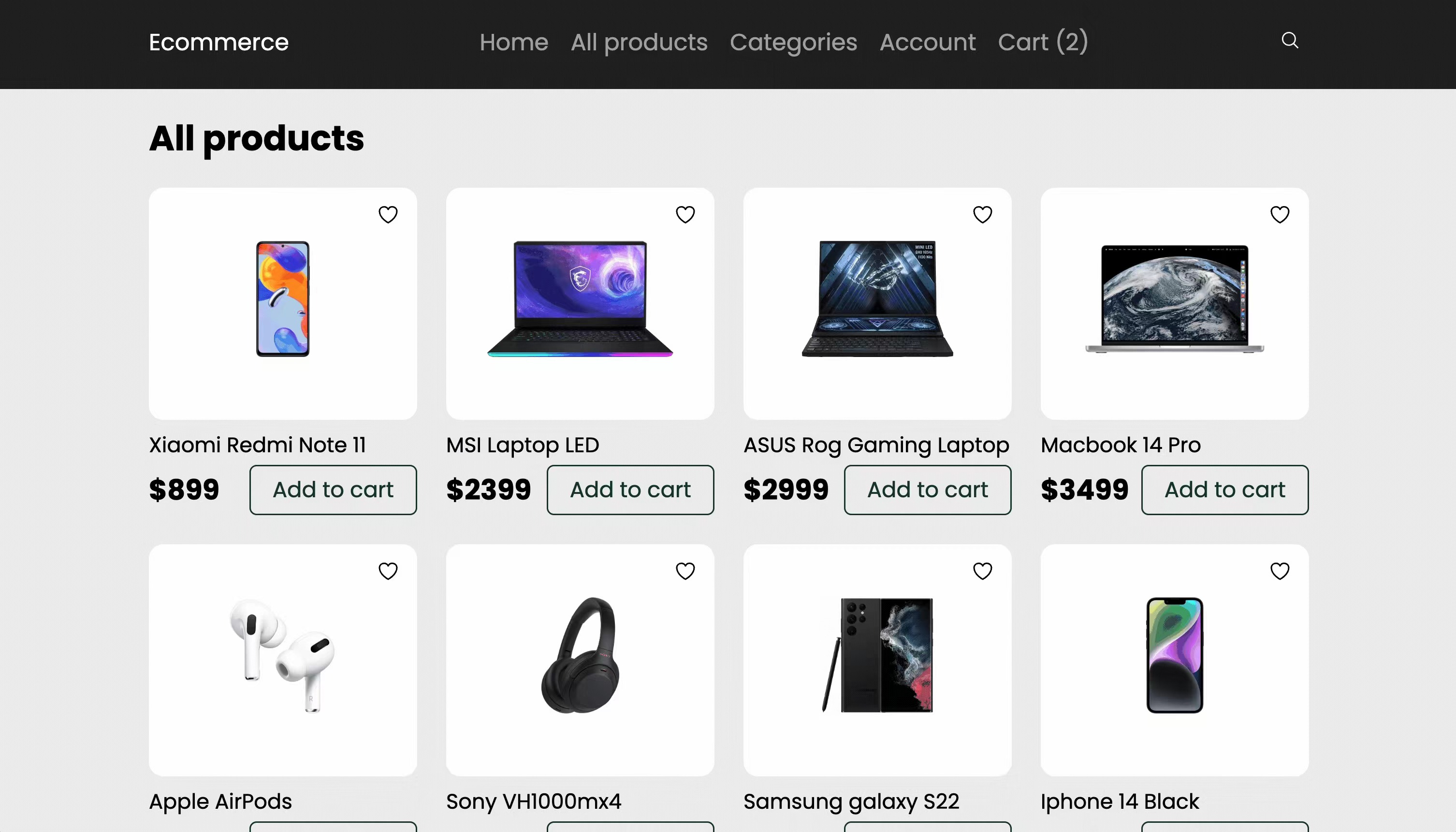 Reactjs eCommerce application